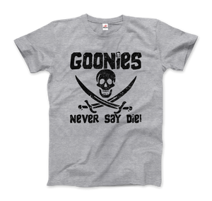 The Goonies Never Say Die Distressed Design T-Shirt - Men / Heather Grey / Small by Art-O-Rama