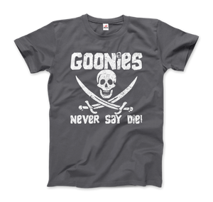 The Goonies Never Say Die Distressed Design T-Shirt - Men / Charcoal / Small by Art-O-Rama