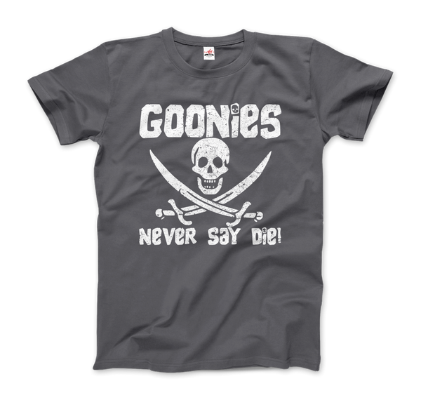 The Goonies Never Say Die Distressed Design T-Shirt - Men / Charcoal / Small by Art-O-Rama