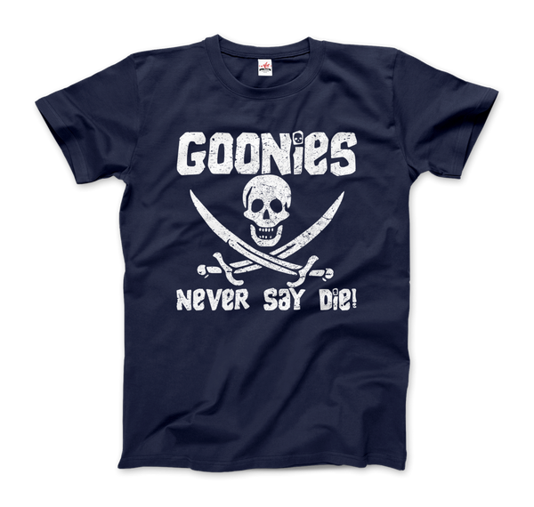 The Goonies Never Say Die Distressed Design T-Shirt - Men / Navy / Small by Art-O-Rama