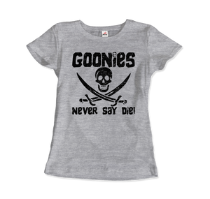 The Goonies Never Say Die Distressed Design T-Shirt - Women / Heather Grey / Small by Art-O-Rama