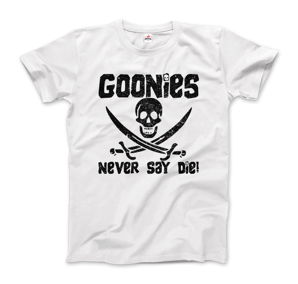 The Goonies Never Say Die Distressed Design T-Shirt - Men / White / Small by Art-O-Rama