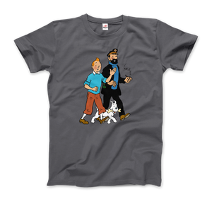 Tintin Snowy and Captain Haddock Artwork T-Shirt - Men (Unisex) / Charcoal / S - T-Shirt