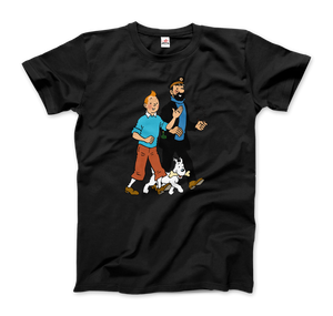 Tintin Snowy and Captain Haddock Artwork T-Shirt - Men (Unisex) / Black / S - T-Shirt