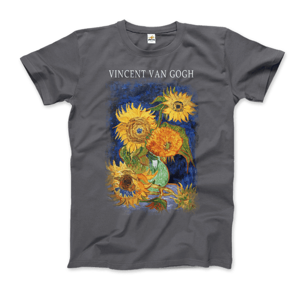 Van Gogh Five Sunflowers 1888, Artwork T-Shirt-Art-O-Rama Shop-Art,Art Style,expressionism,expressionist,famous,Fine Arts,Flowers,greatest,Sunflowers,Van Gogh,Vincent