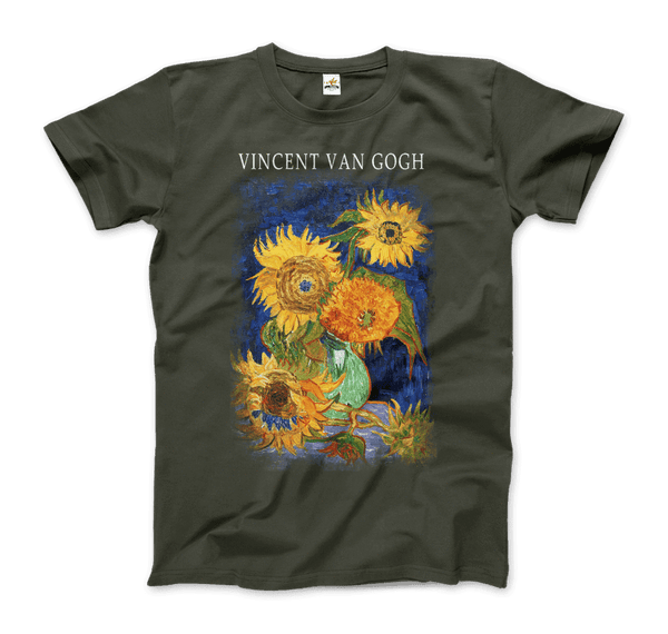 Van Gogh Five Sunflowers 1888, Artwork T-Shirt-Art-O-Rama Shop-Art,Art Style,expressionism,expressionist,famous,Fine Arts,Flowers,greatest,Sunflowers,Van Gogh,Vincent