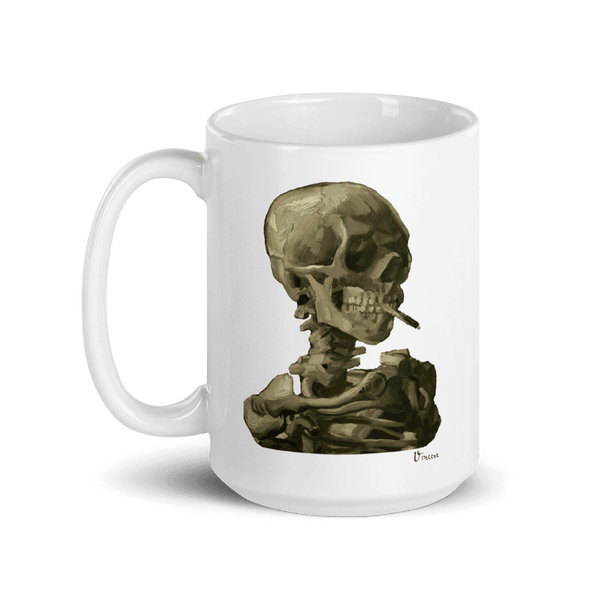 Van Gogh Skull of a Skeleton with Burning Cigarette 1886 Mug - 15oz (444mL) - Mug
