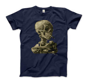Van Gogh Skull of a Skeleton with Burning Cigarette 1886 T-Shirt - Men (Unisex) / Navy / S - T-Shirt