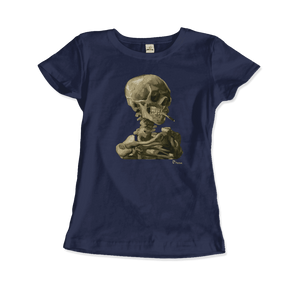 Van Gogh Skull of a Skeleton with Burning Cigarette 1886 T-Shirt - Women (Fitted) / Navy / S - T-Shirt