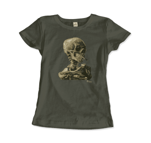Van Gogh Skull of a Skeleton with Burning Cigarette 1886 T-Shirt - Women (Fitted) / City Green / S - T-Shirt
