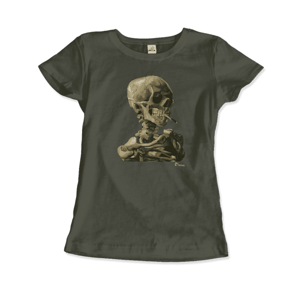 Van Gogh Skull of a Skeleton with Burning Cigarette 1886 T - Shirt - Women (Fitted) / City Green / S - T - Shirt