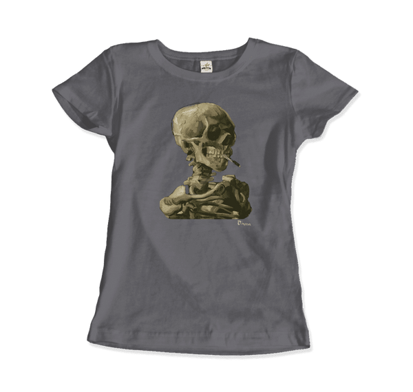 Van Gogh Skull of a Skeleton with Burning Cigarette 1886 T - Shirt - Women (Fitted) / Charcoal / S - T - Shirt