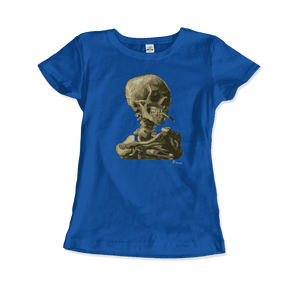 Van Gogh Skull of a Skeleton with Burning Cigarette 1886 T-Shirt - Women (Fitted) / Royal Blue / S - T-Shirt