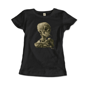 Van Gogh Skull of a Skeleton with Burning Cigarette 1886 T-Shirt - Women (Fitted) / Black / S - T-Shirt