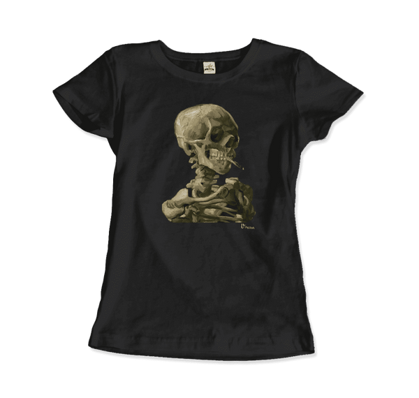 Van Gogh Skull of a Skeleton with Burning Cigarette 1886 T-Shirt - Women / Black / Small by Art-O-Rama