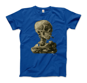 Van Gogh Skull of a Skeleton with Burning Cigarette 1886 T-Shirt - Men (Unisex) / Royal Blue / S - T-Shirt