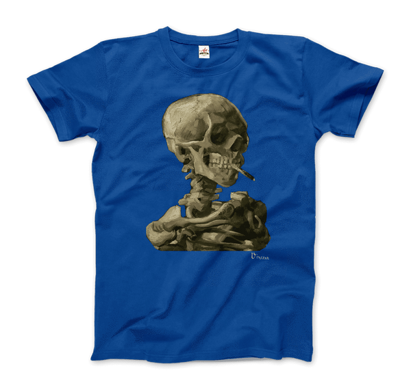 Van Gogh Skull of a Skeleton with Burning Cigarette 1886 T - Shirt - Men (Unisex) / Royal Blue / S - T - Shirt