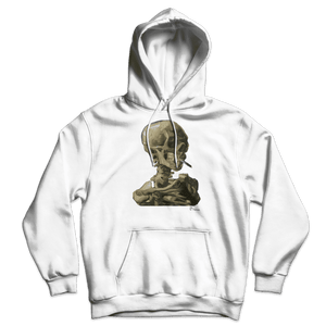 Van Gogh Skull of a Skeleton with Burning Cigarette 1886 Unisex Hoodie - White / S - Hoodie