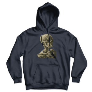 Van Gogh Skull of a Skeleton with Burning Cigarette 1886 Unisex Hoodie - Navy / S - Hoodie