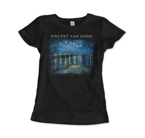 Van Gogh Starry Night Over the Rhône 1888 Artwork T-Shirt - Women / Black / Small - T-Shirt