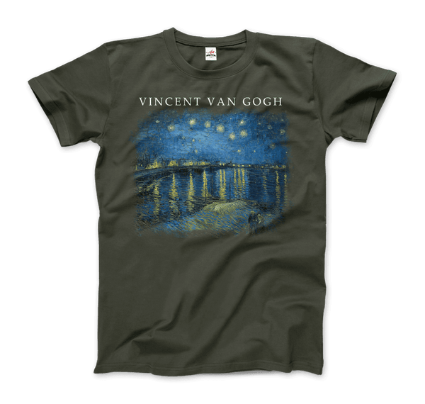 Van Gogh Starry Night Over the Rhône 1888 Artwork T-Shirt - Men / City Green / Small - T-Shirt
