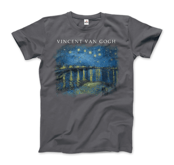 Van Gogh Starry Night Over the Rhône 1888 Artwork T-Shirt - Men / Charcoal / Small - T-Shirt