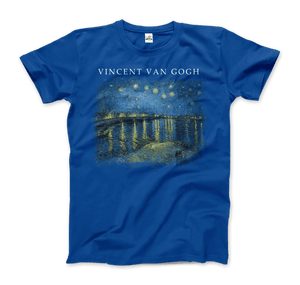 Van Gogh Starry Night Over the Rhône 1888 Artwork T-Shirt - Men / Royal Blue / Small - T-Shirt