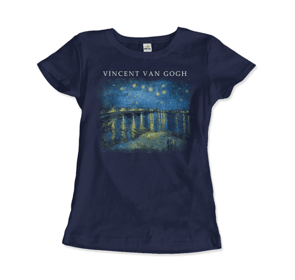 Van Gogh Starry Night Over the Rhône 1888 Artwork T-Shirt - Women / Navy / Small - T-Shirt