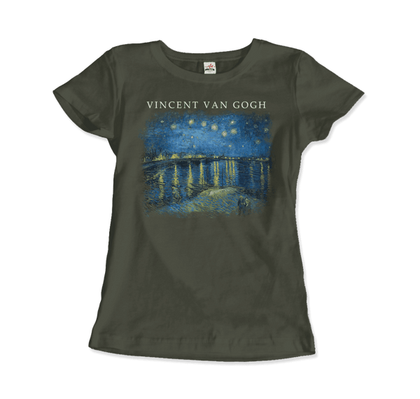 Van Gogh Starry Night Over the Rhône 1888 Artwork T-Shirt - Women / City Green / Small - T-Shirt