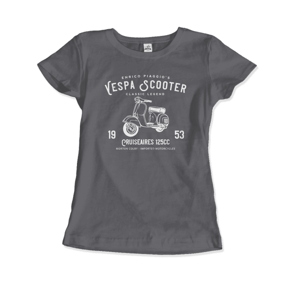 Vintage Piaggio Scooter 1953 125cc T-Shirt - Women / Charcoal / Small - T-Shirt