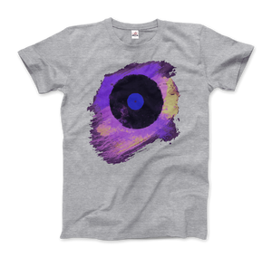 Vinyl Record Made of Paint Scattered in Purple Tones T-Shirt - Men / Heather Grey / Small by Art-O-Rama