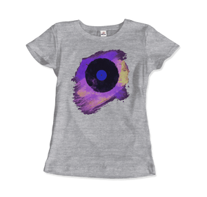 Vinyl Record Made of Paint Scattered in Purple Tones T-Shirt - Women / Heather Grey / Small by Art-O-Rama