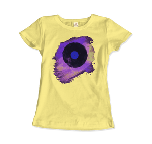 Vinyl Record Made of Paint Scattered in Purple Tones T-Shirt - Women / Spring Yellow / Small by Art-O-Rama