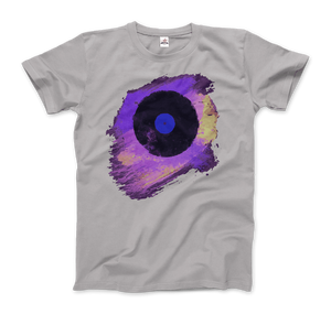 Vinyl Record Made of Paint Scattered in Purple Tones T-Shirt - Men / Silver / Small by Art-O-Rama